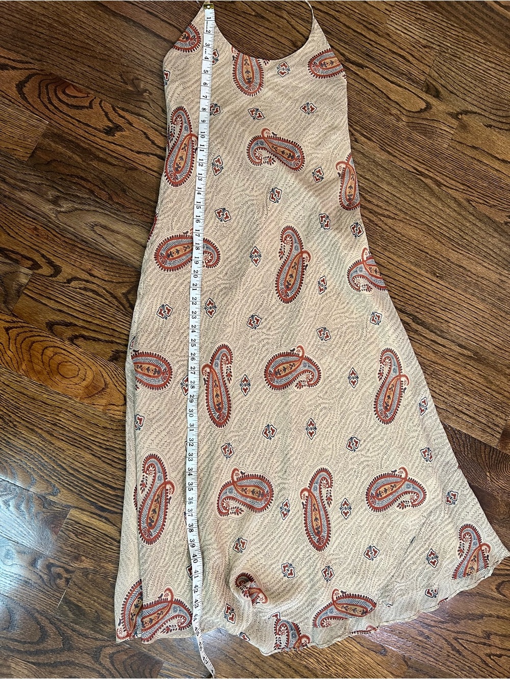 Lauren Ralph Lauren Beige Paisley Slip Midi Dress with Rust Accents - Picture 15 of 16